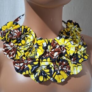Floral Statement Necklace in Yellow and Brown